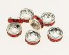шайба метал с кристали червени 6 мм цвят бял -10 броя