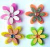 Цвете меко 6листа с лепка 34мм. -10бр. асорте 4 цвята