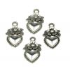 висулка метална сърце 19x11x2 мм дупка 2 мм цвят старо сребро -10 броя