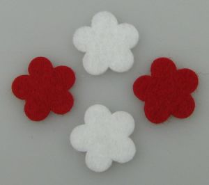цвете филц 20x2 мм бяло и червено по 10 броя