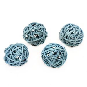 Ратанови топки за декорация - сини- 30 мм - 4 броя