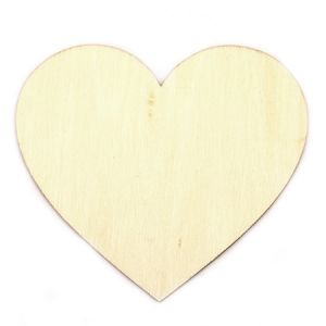 Дървена фигурка сърце 95х90х2 мм - 5 броя