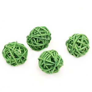 Ратанови топки за декорация - зелени - 30 мм - 4 броя