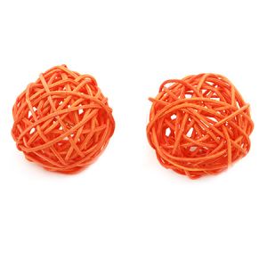 Ратанови топки за декорация - оранжеви - 50 мм  -2 броя