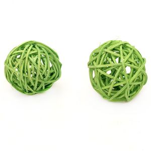 Ратанови топки за декорация-  зелени -50 мм  -2 броя