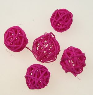 Ратанови топки за декорация - розови - 25-30 мм  -20 броя