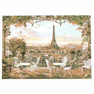 Картина за рисуване по номера 30x40 см -Изглед към Айфеловата кула 