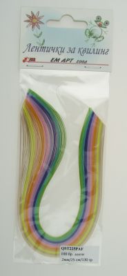Квилинг ленти 2мм/ 35см -10 пастелни цвята - хартия 130 гр. - 100 бр.