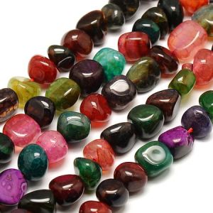 наниз мъниста полускъпоценен камък АХАТ асорте цветове 8±10x3±6 мм -44±47 броя
