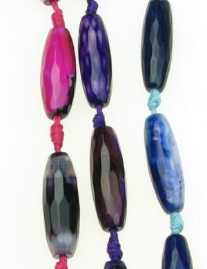 наниз мъниста полускъпоценен камък АХАТ асорте цветове фасетиран 30x10 мм ±11 броя