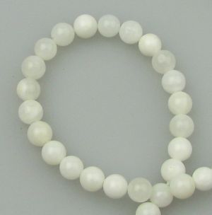 наниз мъниста полускъпоценен камък АХАТ бял млечен топче 8 мм ±45 броя