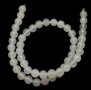 наниз мъниста полускъпоценен камък АХАТ БЯЛ топче 12 мм ±33 броя