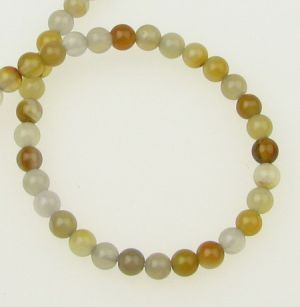 наниз мъниста полускъпоценен камък АХАТ жълто сив топче 4 мм ±100 броя