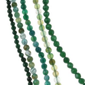 наниз мъниста полускъпоценен камък АХАТ зелен АСОРТЕ топче фасетирано 4 мм ±96 броя