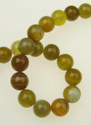 наниз мъниста полускъпоценен камък АХАТ ивичест жълт топче 8 мм ±48 броя