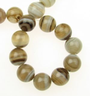 наниз мъниста полускъпоценен камък АХАТ ивичест кафяв светъл топче 8 мм ±48 броя