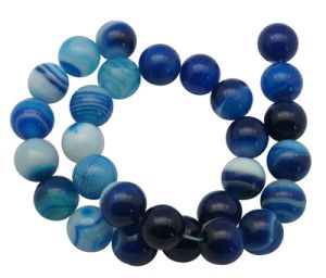 наниз мъниста полускъпоценен камък АХАТ ИВИЧЕСТ небесно синьо топче 8 мм ±43 броя