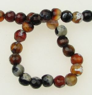 наниз мъниста полускъпоценен камък АХАТ кафяв микс топче фасетирано 6 мм ±63 броя