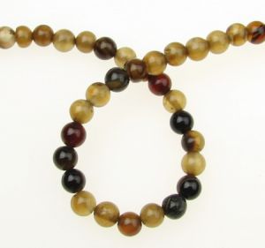 наниз мъниста полускъпоценен камък АХАТ кафяв топче 6 мм ±65 броя