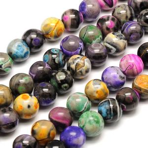наниз мъниста полускъпоценен камък АХАТ многоцветен топче 10 мм ±38 броя