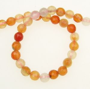 наниз мъниста полускъпоценен камък АХАТ оранжев млечен топче фасетирано 6 мм ±66 броя