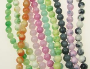 наниз мъниста полускъпоценен камък ЖАДЕИТ АСОРТЕ цветове топче 8 мм ±48 броя