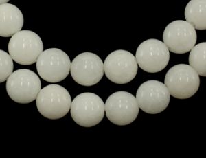 наниз мъниста полускъпоценен камък ЖАДЕИТ натурален бял топче 12 мм ±32 броя