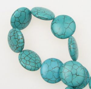 наниз мъниста полускъпоценен камък ТЮРКОАЗ паричка 20x7 мм ±20 броя