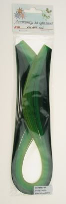 Квилинг ленти 4мм/ 50см - 5 цвята зелена гама - хартия 130 гр. - 100 бр.