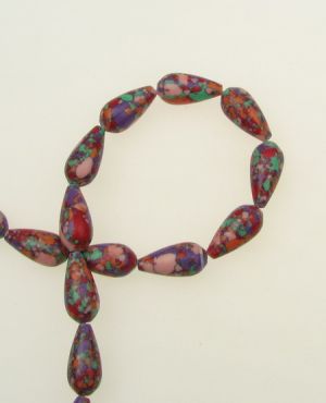 наниз мъниста полускъпоценен камък ТЮРКОАЗ синтетичен МИКС капка 17x8 мм ±24 броя