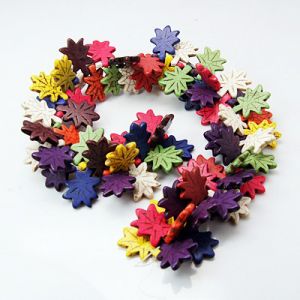 наниз мъниста полускъпоценен камък ТЮРКОАЗ синтетичен многоцветен листо 24x22x4 мм ±79 броя