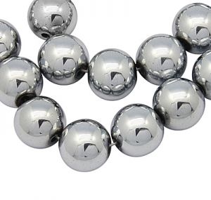 наниз мъниста полускъпоценен камък ХЕМАТИТ магнитен цвят сив топче 8 мм ±55 броя