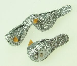 Фигурка стиропор гълъб 32 х 17 мм брокат сребро - 5 броя