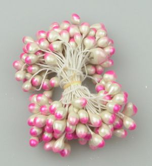 тичинка-пъпка перлена двустранна 5x8x57 мм двуцветна бяло и лилаво ±95 бр