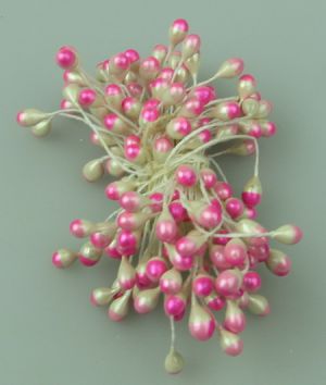 тичинка-пъпка перлена двустранна 5x8x57 мм двуцветна бяло и розово ±95 бр