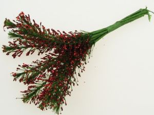 цвете клонка 160x15 мм червено ДЪГА брокат -12 броя