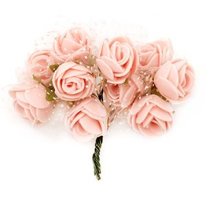 роза букет 25x80 мм гума органза розова светла -12 броя