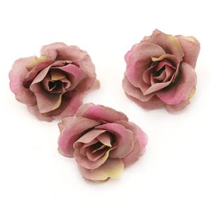 цвят роза 40 мм с пънче за монтаж розова лилава - 10 броя
