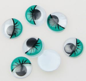очички мърдащи 15 мм с мигли зелени -50 броя