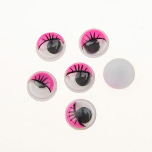 очички мърдащи 8 мм с мигли розови -50 броя