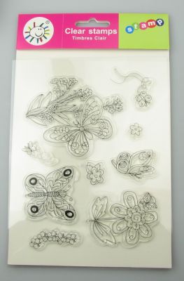 силиконов печат 15x18 см цветя и пеперуди
