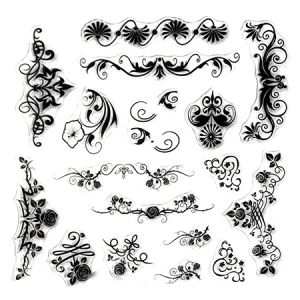 силиконов печат 15x15 см бордове и орнаменти с цветя