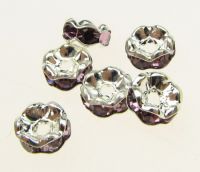 шайба метал с лилави кристали зиг заг 6x3 мм дупка 1.5 мм  (качество А) цвят бял -10 броя