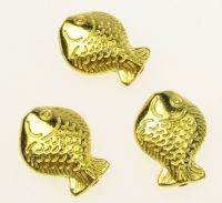 мънисто метално риба 17х12.5х5.5 мм отвор 2 мм цвят злато -9 грама -3 броя