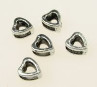 мънисто метал сърце 9x8x5 мм дупка 4x5 мм цвят сребро -10 броя