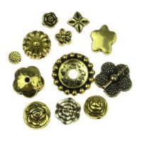 мънисто метал цветя АСОРТЕ 5±30.5x5±22x3±3.5 мм дупка 1.5±10 мм цвят старо злато сребро -20 грама