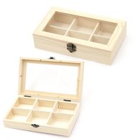 кутия дървена 220x130x50 мм прозорче 6 разделения