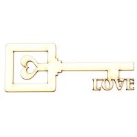 надпис от бирен картон ключ "Love" 10x4x1 мм -2 броя