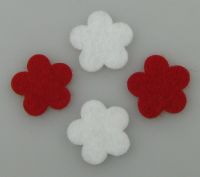 цвете филц 20x2 мм бяло и червено по 10 броя