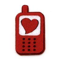 телефон филц 25х45 мм със сърце -10 броя